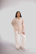 Printed Linen Long Shirt (beige)