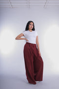 Semi-Classic Wide Leg Pants (Burgandy)