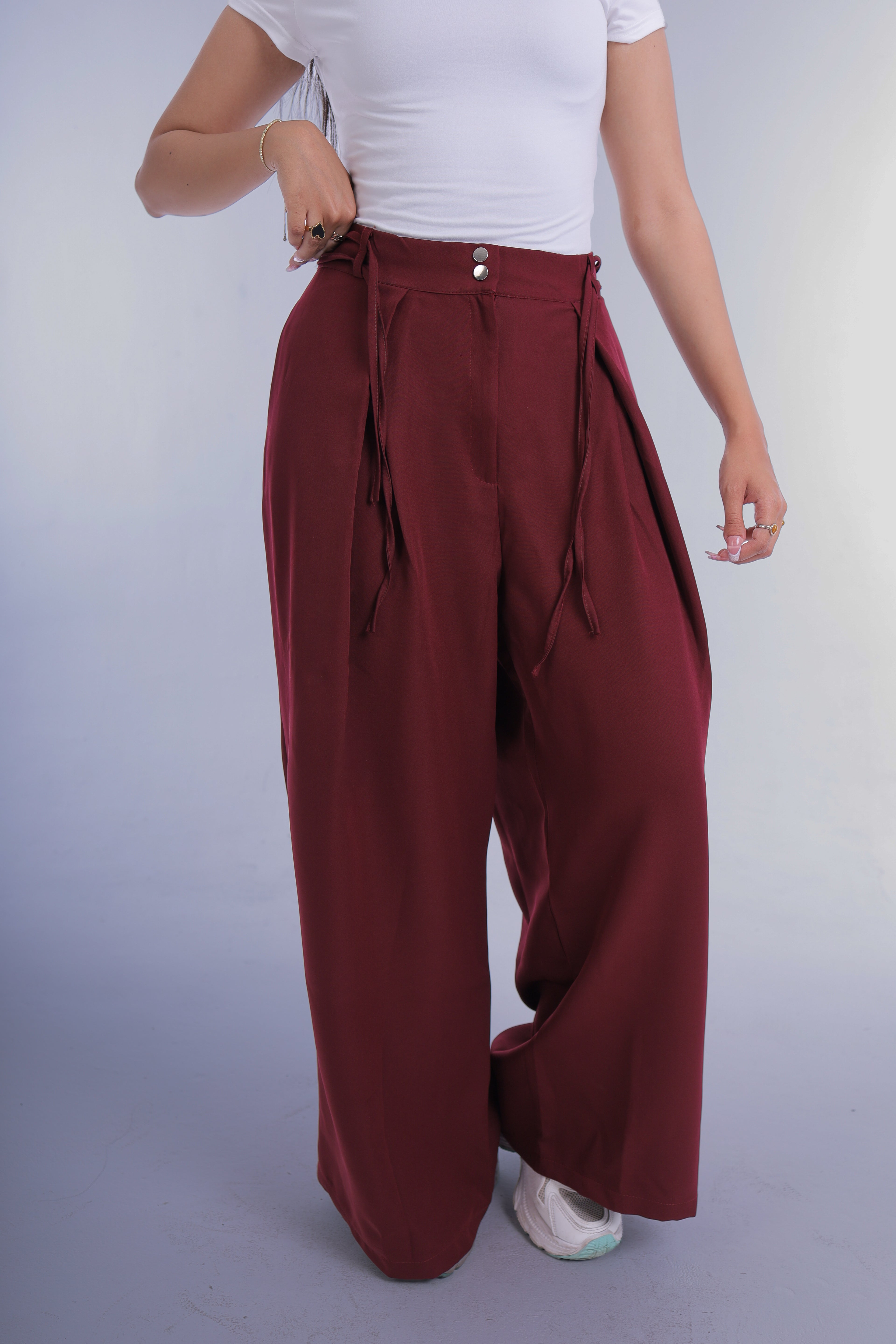 Semi-Classic Wide Leg Pants (Burgandy)