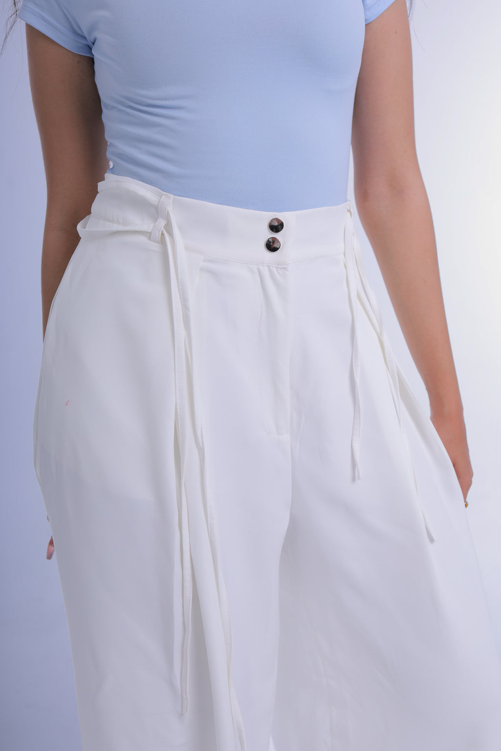 Semi-Classic Wide Leg Pants (Off-White)