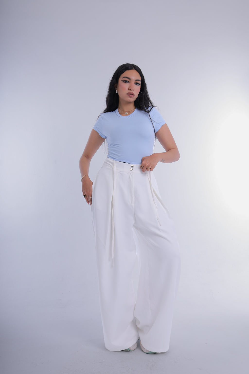 Semi-Classic Wide Leg Pants (Off-White)