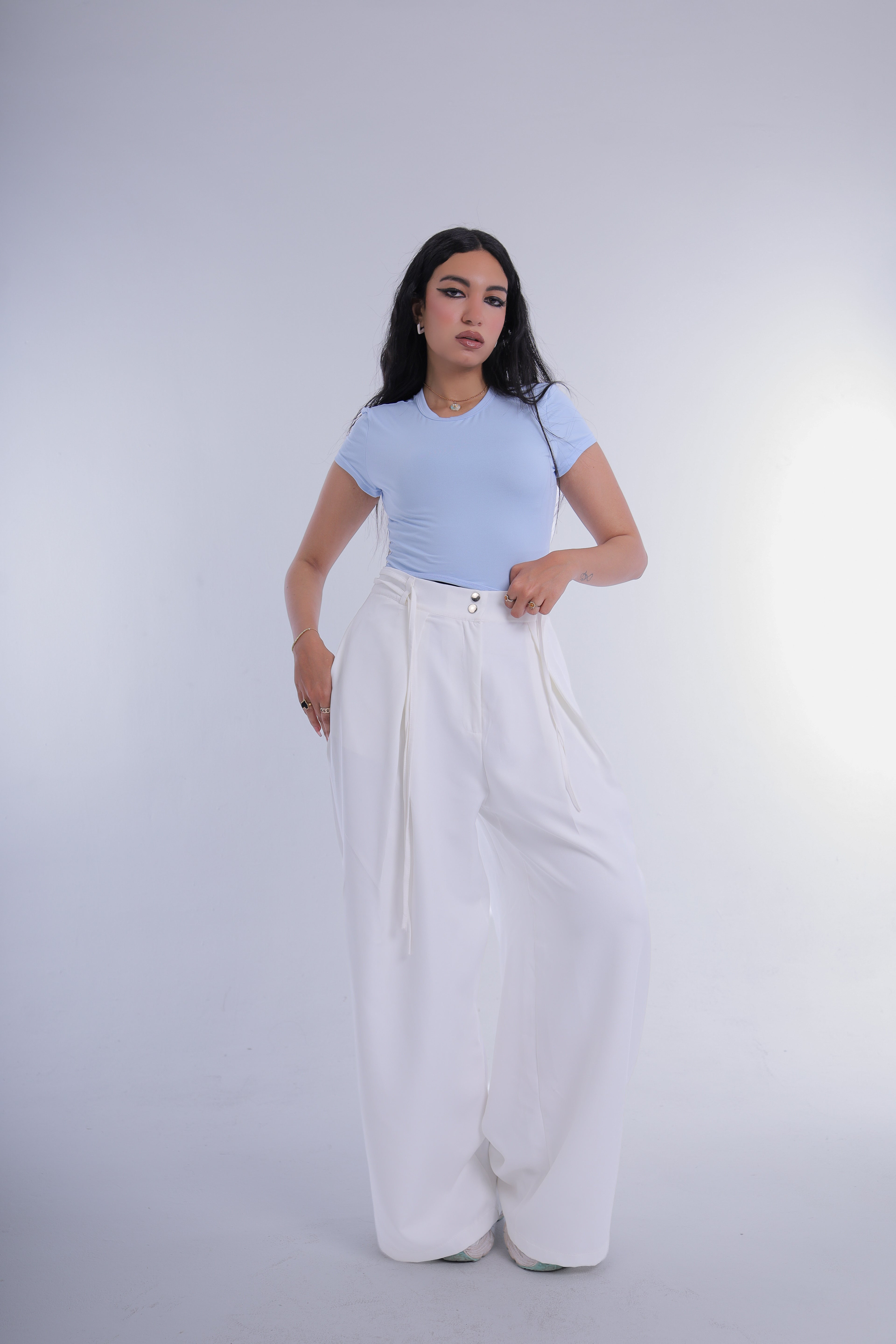 Semi-Classic Wide Leg Pants (Off-White)