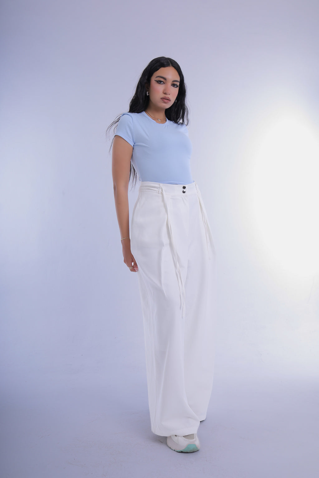 Semi-Classic Wide Leg Pants (Off-White)