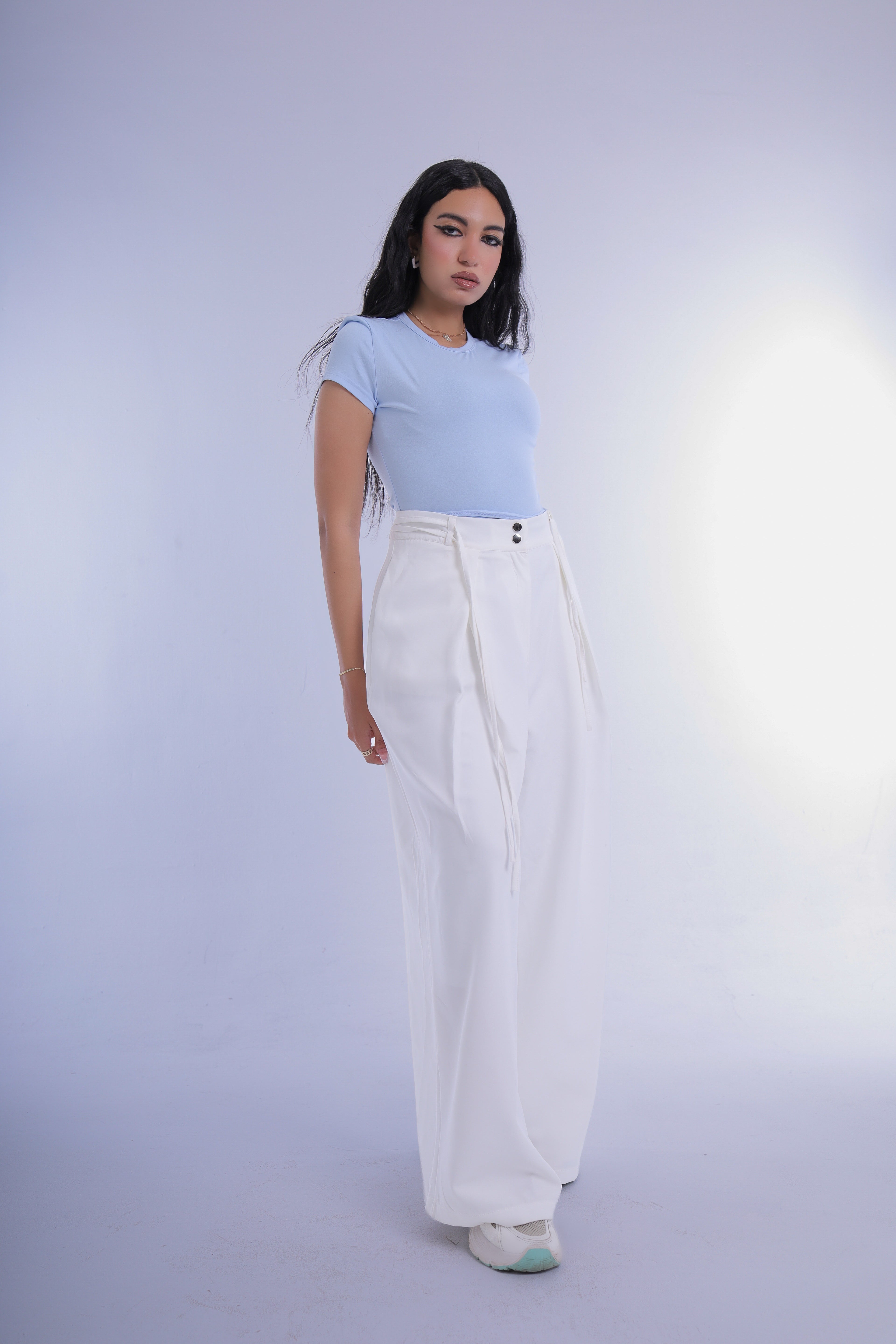 Semi-Classic Wide Leg Pants (Off-White)