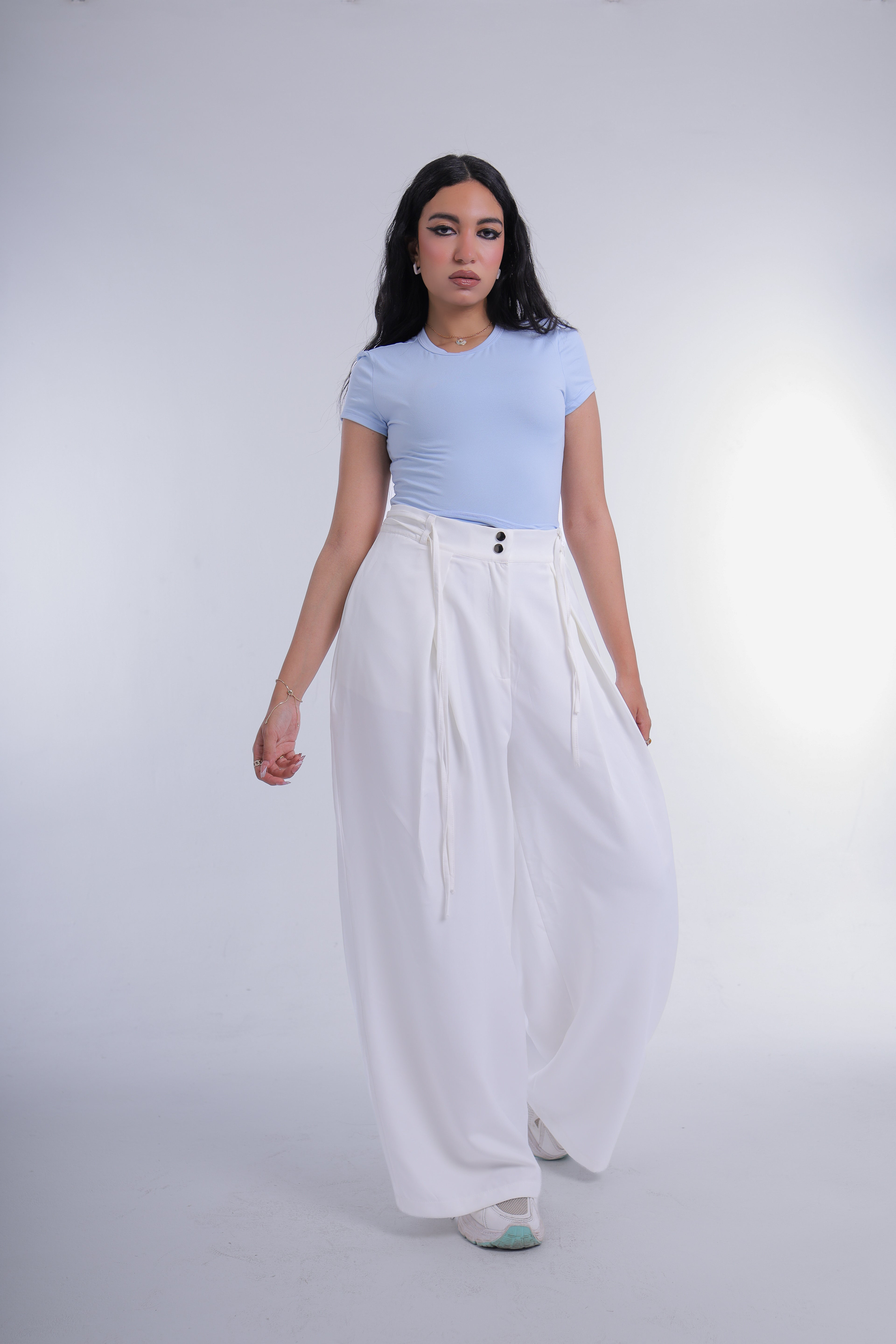 Semi-Classic Wide Leg Pants (Off-White)