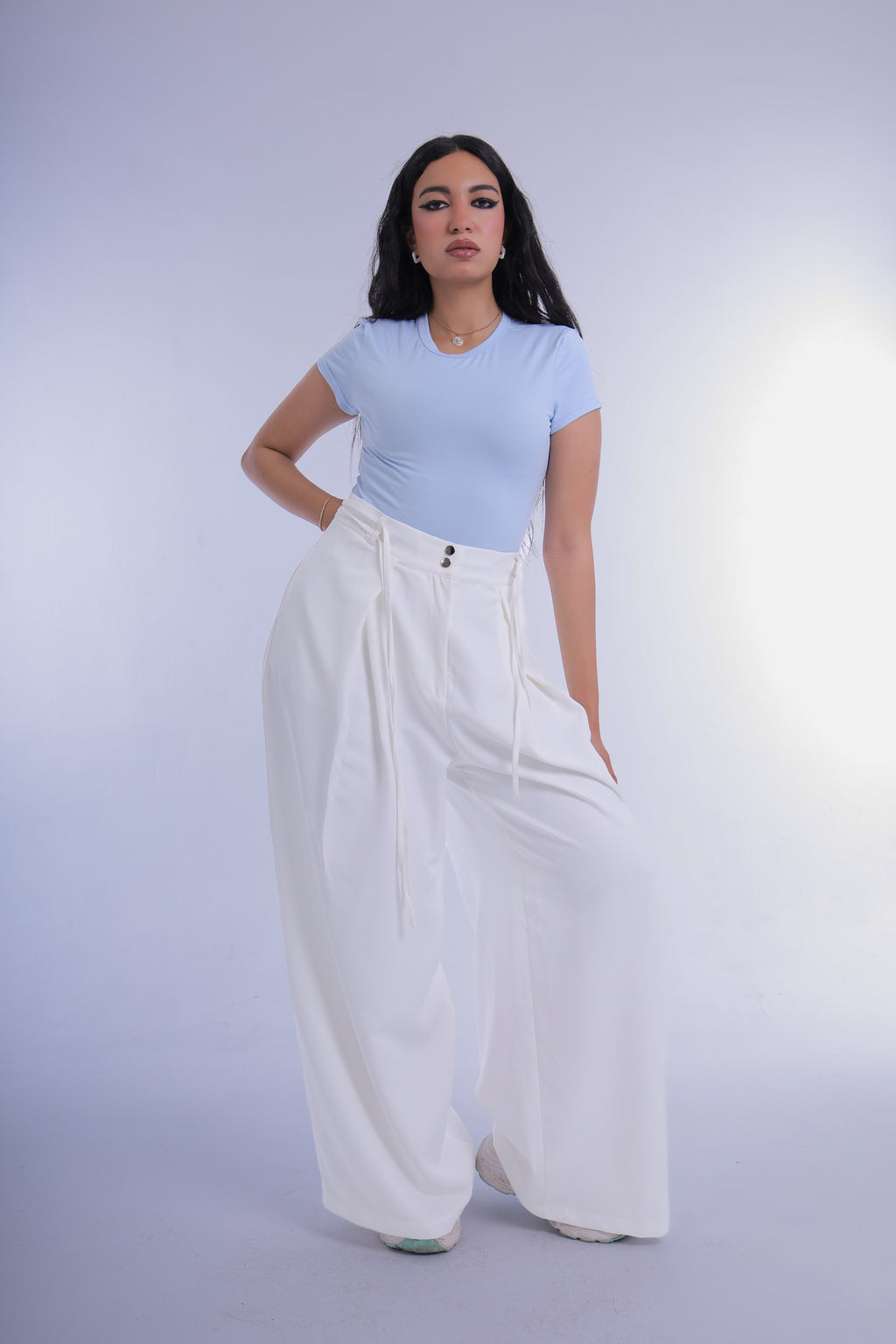 Semi-Classic Wide Leg Pants (Off-White)