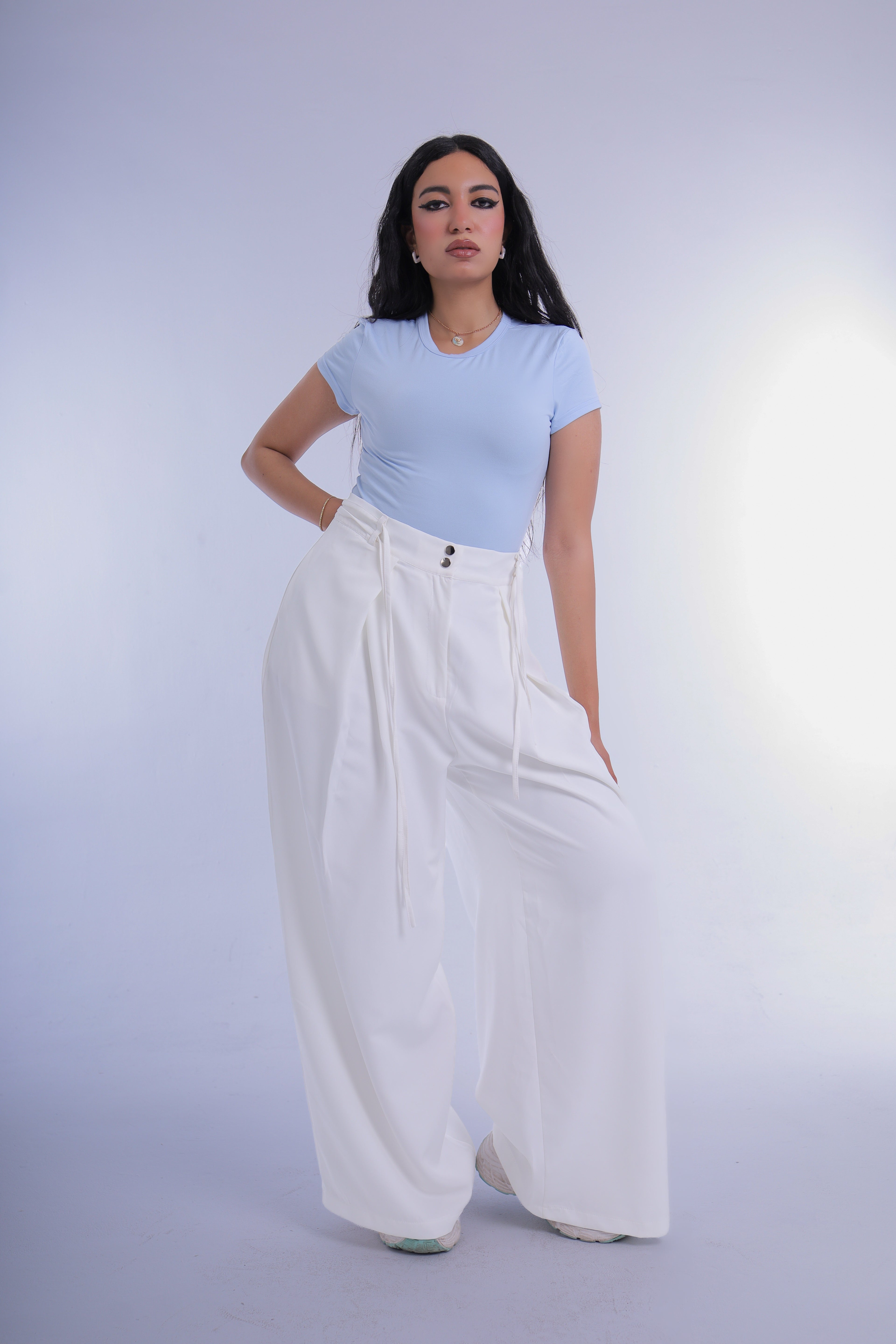 Semi-Classic Wide Leg Pants (Off-White)