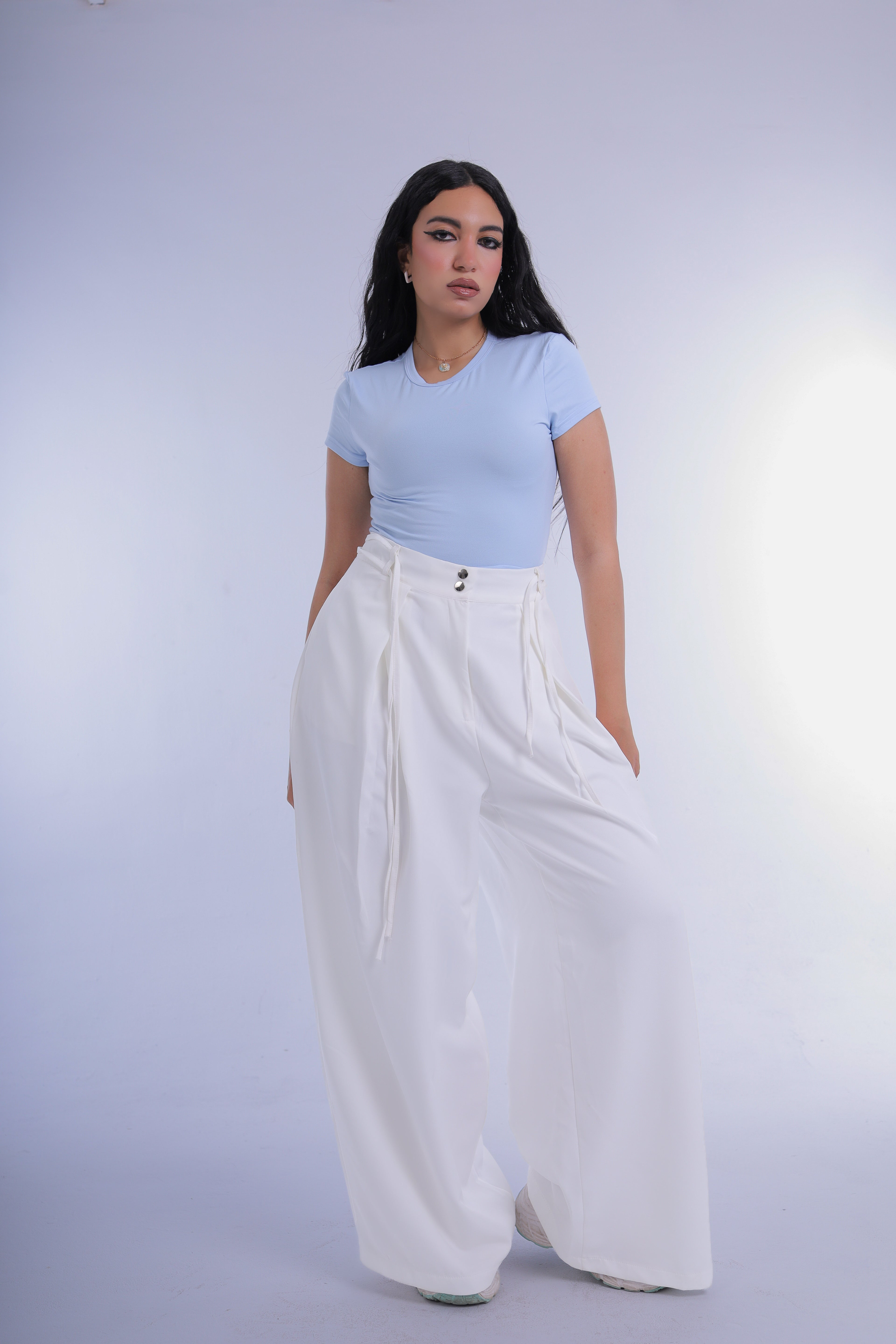 Semi-Classic Wide Leg Pants (Off-White)