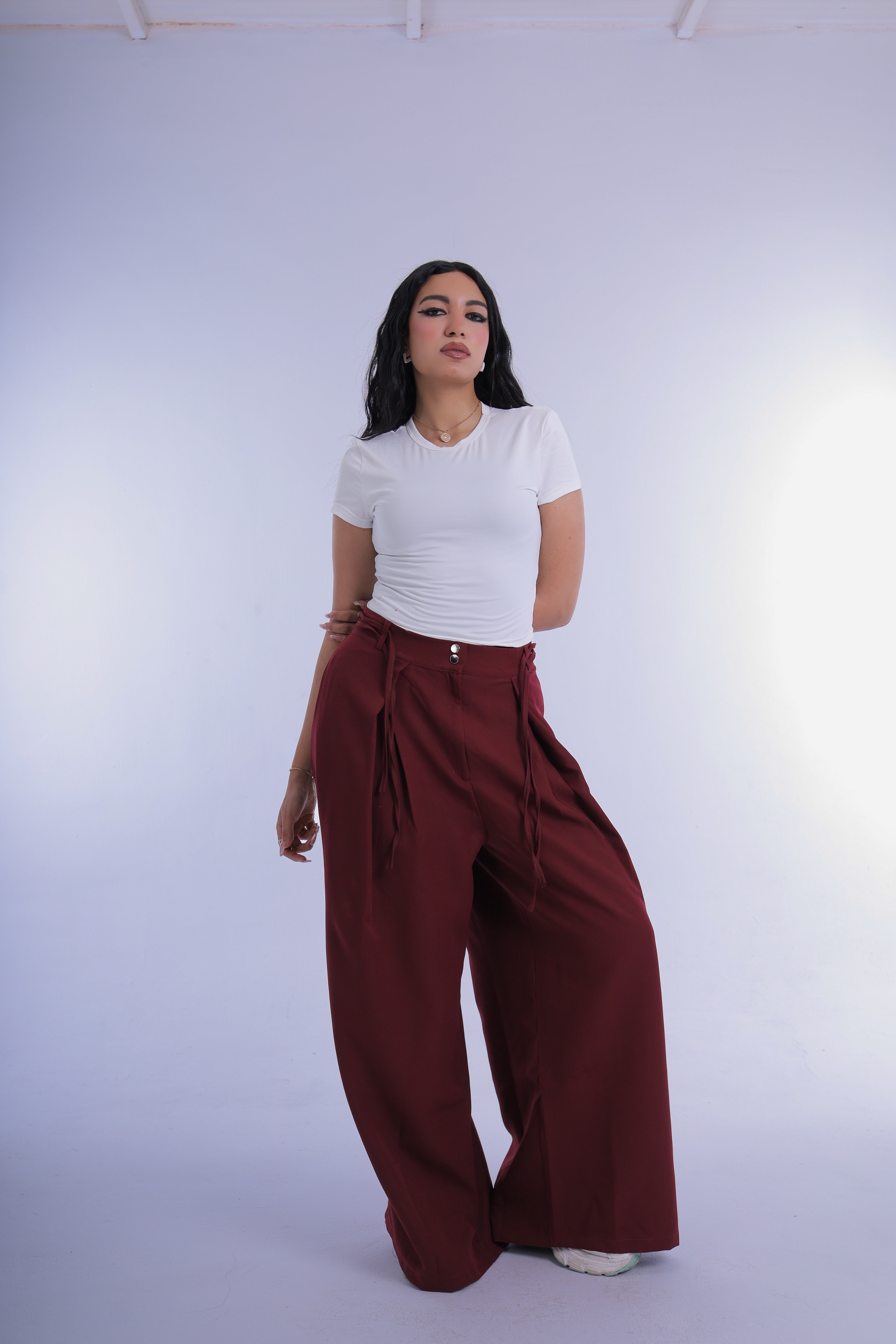 Semi-Classic Wide Leg Pants (Burgandy)